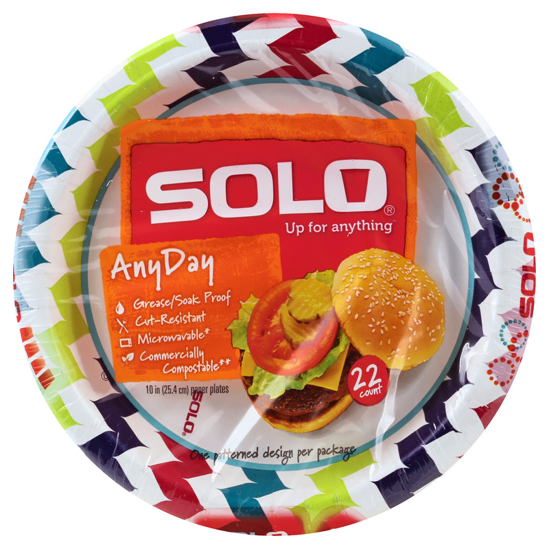 Solo 10 Heavy Duty Paper Plates, Assorted Patterns - 22 pack
