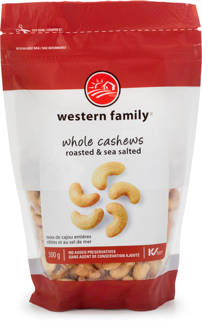WESTERN FAMILY Roasted & Sea Salted Cashews 300g