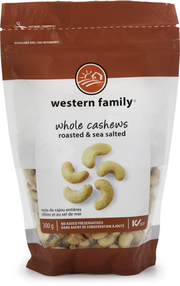 WESTERN FAMILY Roasted & Sea Salted Cashews 300g