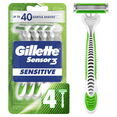 Gillette Sensor 3 Sensitive Disposable Razors, 4 ct