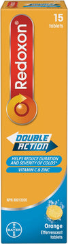Bayer Redoxon Double Action Vitamin C & Zinc Effervescent Tablets, 15 ct