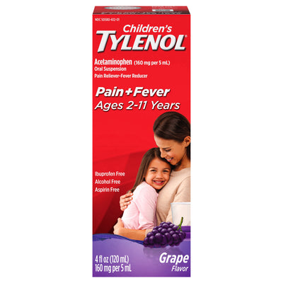 Children's Tylenol Oral Suspension, Grape Flavor Pain+Fever, 118 mL