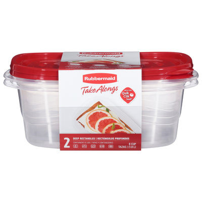 Rubbermaid Deep Rectangles 8 Cups Containers + Lids, 2 sets