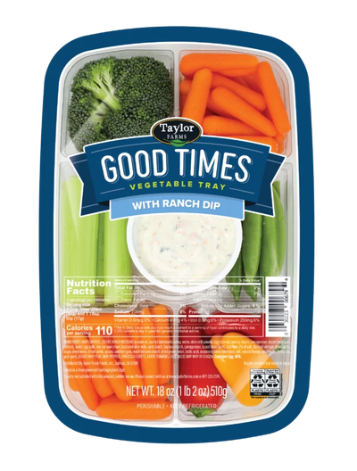 Taylor Farms Good Times Vegetable Tray With Ranch Dip, 510 g