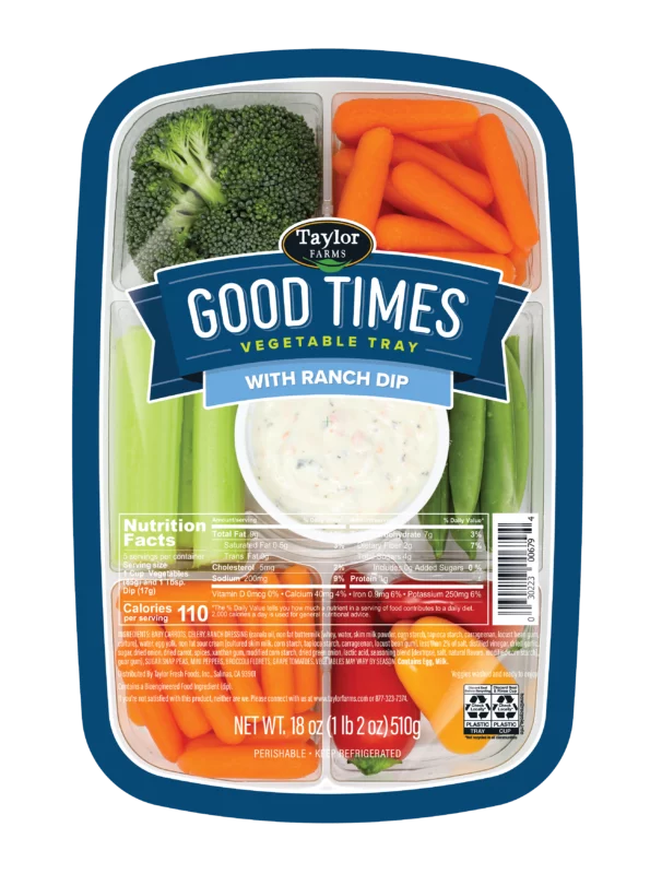 Taylor Farms Good Times Vegetable Tray With Ranch Dip, 510 g