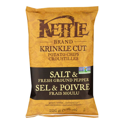 KETTLE Brand Salt & Pepper Krinkle Cut Potato Chips 220g