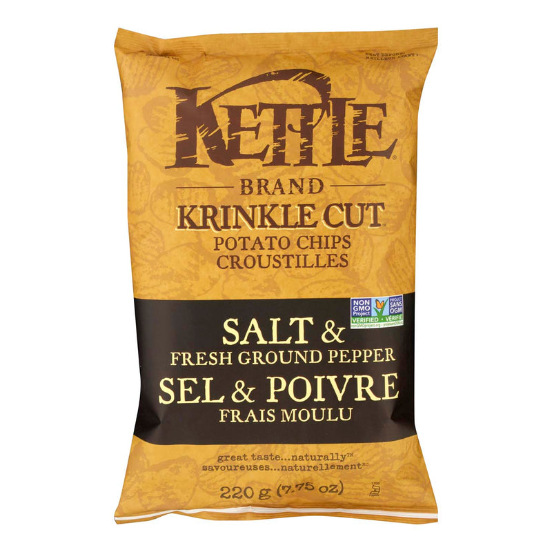 KETTLE Brand Salt & Pepper Krinkle Cut Potato Chips 220g