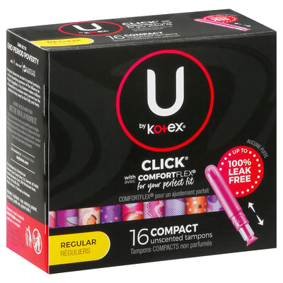 U by Kotex Regular Unscented Compact Tampons, 16 tampons