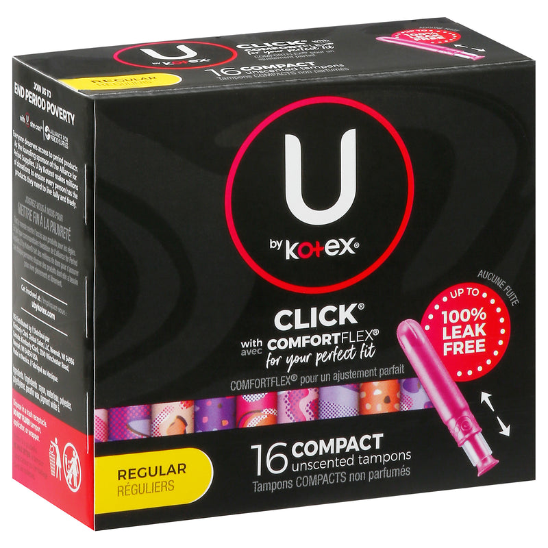 U by Kotex Regular Unscented Compact Tampons, 16 tampons