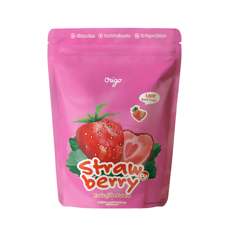 Origo Freeze Dried Gluten Free No Sugar Added 100% Real Strawberry Fruit Snack, 20 g