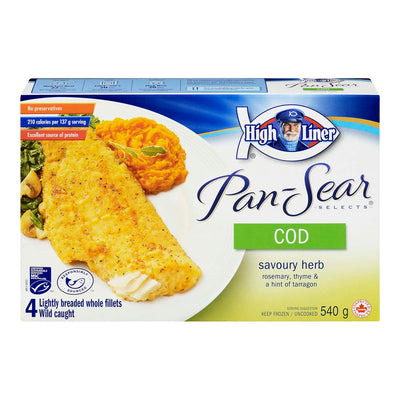 High Liner Pan Sear Savoury Herb Lightly Breaded Whole Cod Fillets, 540 g