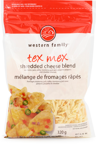 Western Family Tex Mex Shredded Cheese Blend, 320 g