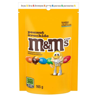 M&M's Sharing Size Stand Up Peanut Chocolate Candies Pouch, 165 g