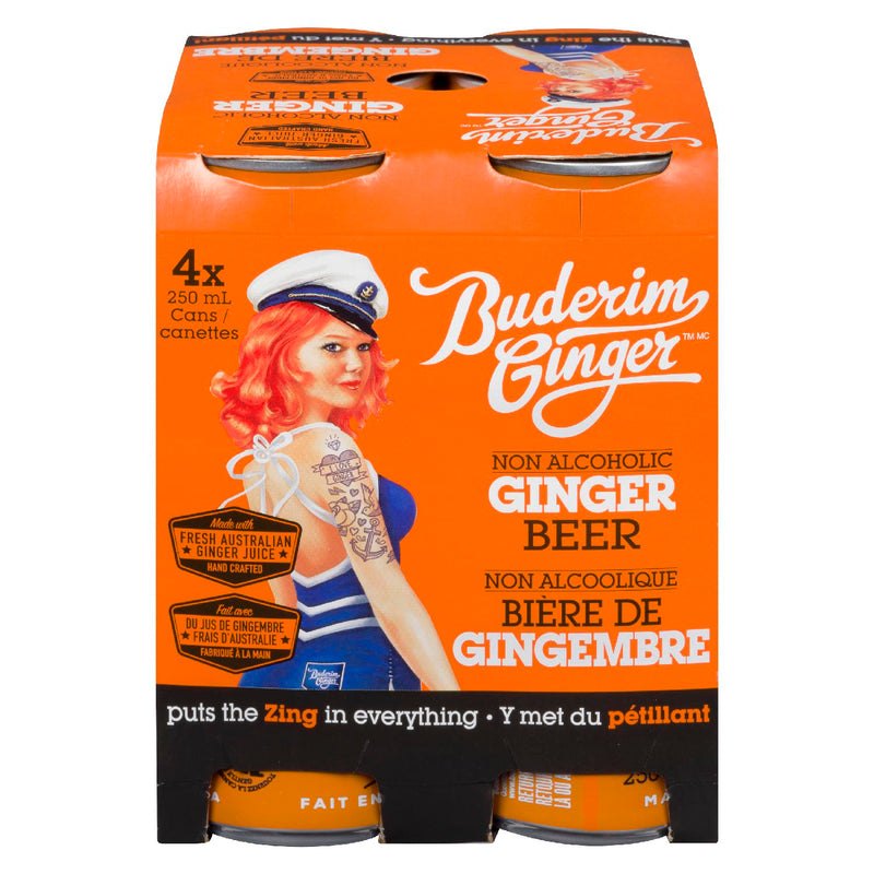 BUDERIM Ginger Non Alcoholic Ginger Beer 4 Pack
