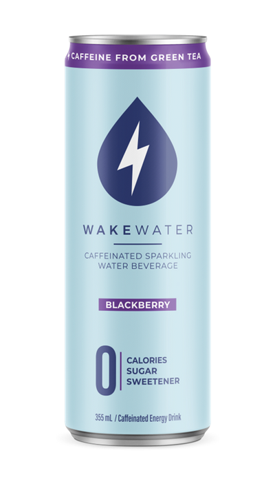 Wake Water Blackberry Caffeinated Sparkling Water Beverage, 355 mL