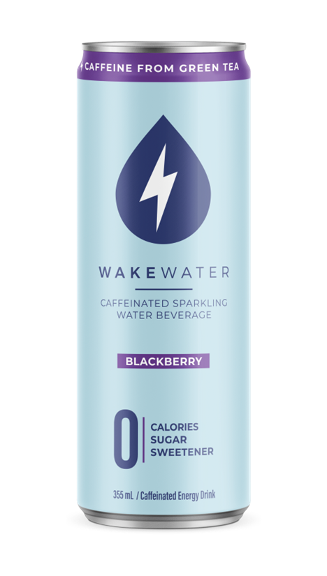 Wake Water Blackberry Caffeinated Sparkling Water Beverage, 355 mL