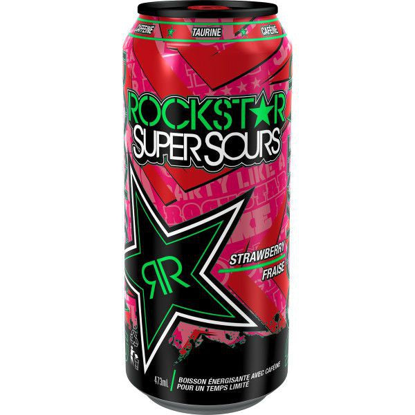 Rockstar Super Sours Strawberry, 473 mL