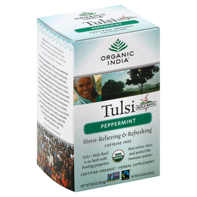Organic India Peppermint Infusion Bags Tulsi Tea, 18 bags