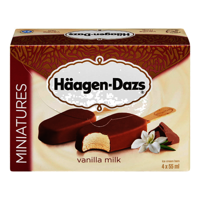 Haagen-Dazs Vanilla Milk Miniatures Ice Cream Bars, 55 mL, 4 ct