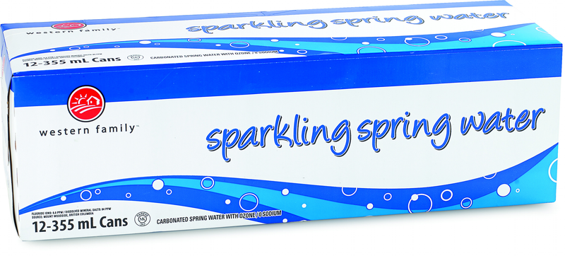 WESTERN FAMILY Sparkling Spring Water 355ml 12 Pack