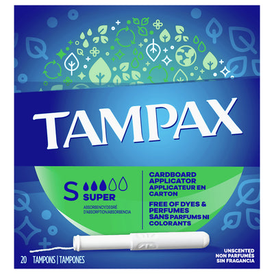 TAMPAX Cardboard Applicator Super Absorbency Tampons 20's