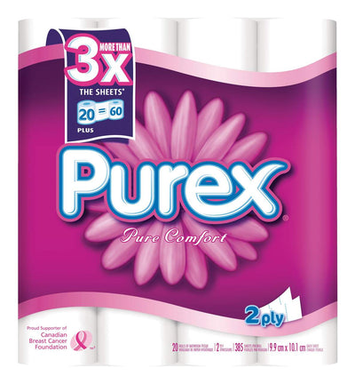 Purex 3x Pure Comfort 2 Ply Bath Tissue, 20 ct