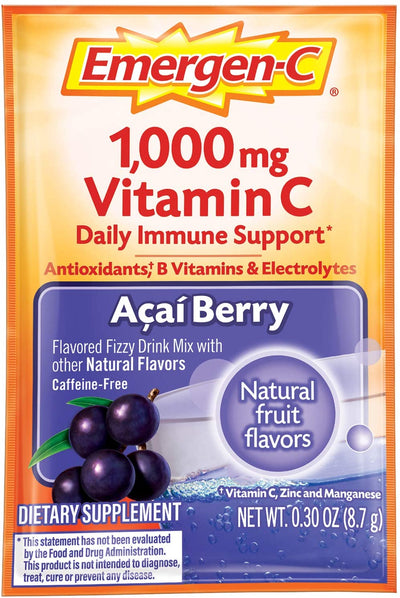Emergen-C Caffeine Free Acai Berry 1000 mg Vitamin C Fizzy Drink Mix, 9 g