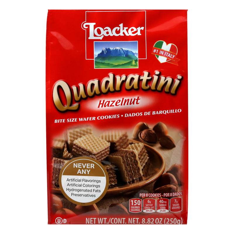 LOACKER Quadratini Hazelnut Bite Size Wafer Cookies 250g