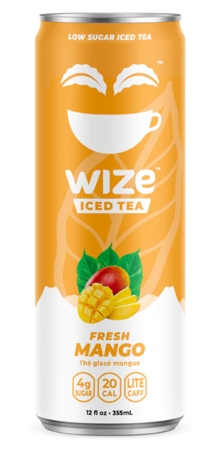 Wize Fresh Mango Sparkling Iced Tea, 355 mL