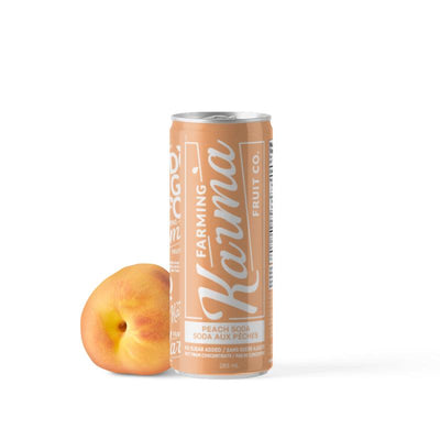 Farming Karma Fruit Co. No Sugar Added Peach Soda, 285 mL