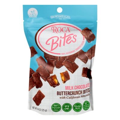 Roca Bites Milk Chocolate Buttercrunch With California Almonds Bites, 125 g