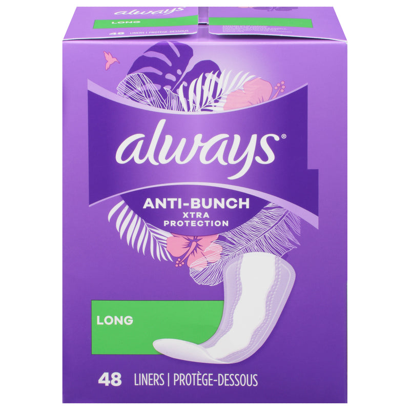 Always Anti-Bunch Xtra Protection Long Liners, 48 liners