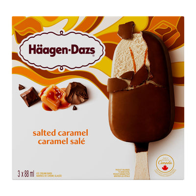 Haagen Dazs Salted Caramel Ice Cram Bars, 3 ct, 88 mL