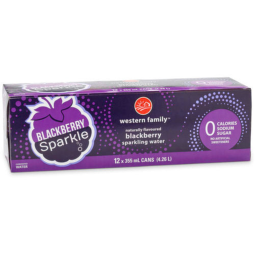 Western Family Blackberry Sparkling Water, 355 mL, 12 ct