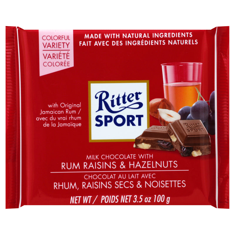 RITTER SPORT with Rum Raisins & Hazelnuts Milk Chocolate 99g