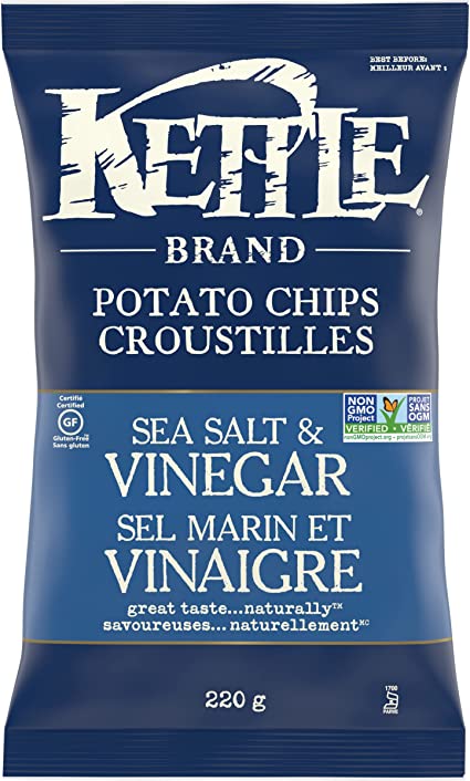Kettle Brand Sea Salt & Vinegar Potato Chips, 220 g