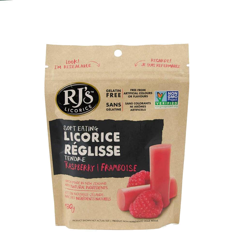 RJ's Soft Raspberry Licorice, 180 g
