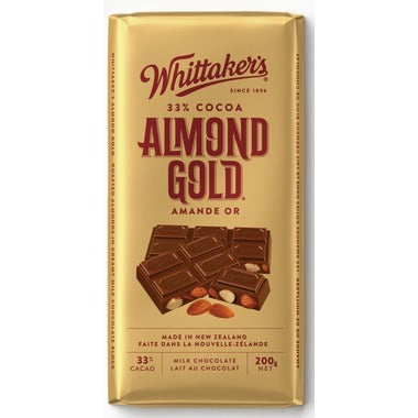 Whittaker's 33% Cocoa Almond Gold Milk Chocolate, 200 g