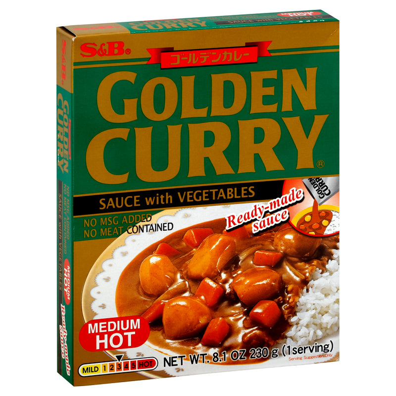 S&B Medium Hot Golden Curry Sauce Pouch With Vegetables, 230 g