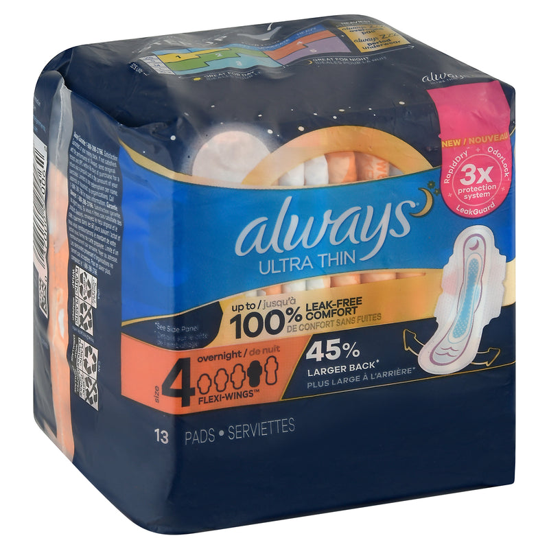 ALWAYS Ultra Thin Overnight Pads 13pk