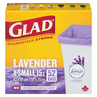 GLAD GARBAGE BAG LEVENDER XSMA 52 EA