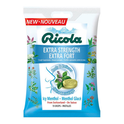 Ricola Extra Strength Icy Menthol Drops, 19 ct
