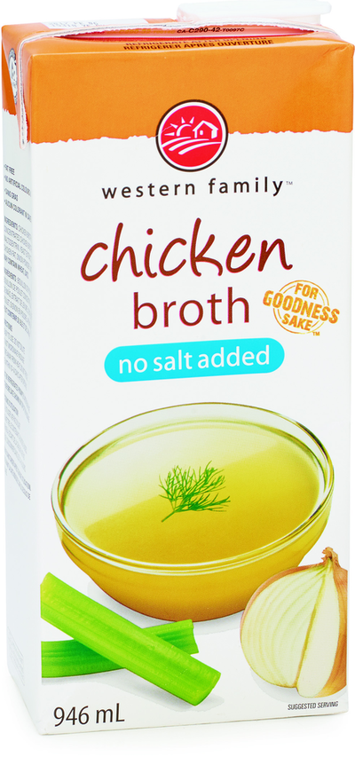 WESTERN FAMILY No Salt Added Chicken Broth 946ml