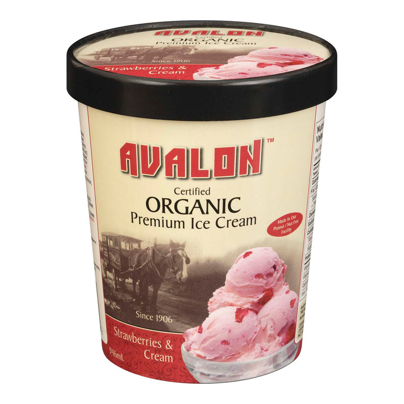 Avalon Organic Premium Strawberries & Cream Ice Cream, 946 mL