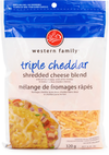 Western Family Triple Cheddar Shredded Cheese Blend, 320 g