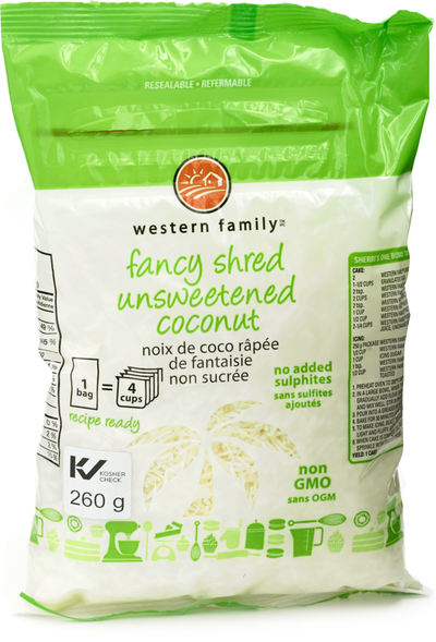 Western Family Fancy Shred Unsweetened Coconut, 260 g