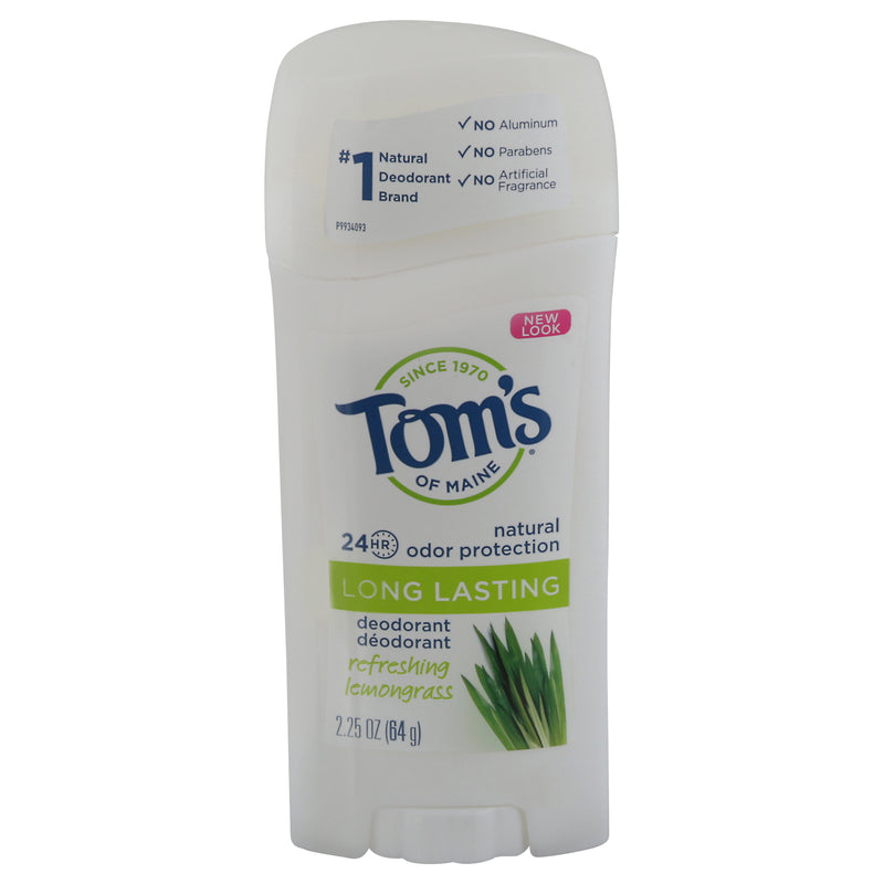 Tom's of Maine Long Lasting Aluminimum-Free Deodorant, Refreshing Lemongrass, 64 g