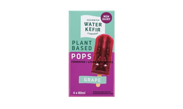 Squamish Water Kefir Company Plant Based Non Dairy Fermented Grape Popsicle, 80 mL, 4 ct