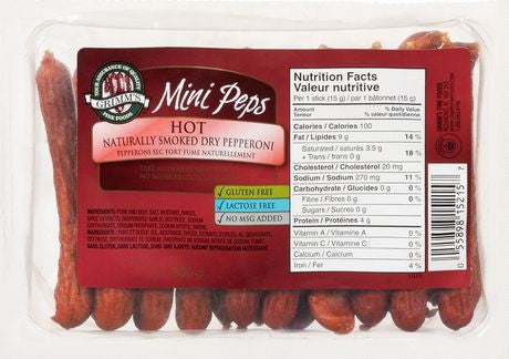Mini Peps Hot Naturally Smoked Dry Pepperoni, 1 ct