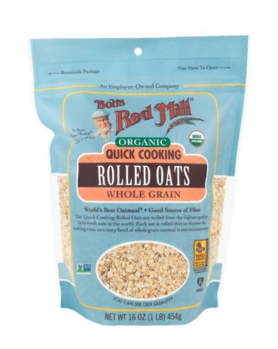 Bob's Red Mill Organic No GMO Quick Cooking Whole Grain Rolled Oats, 454 g